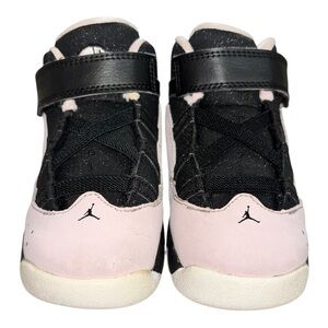 Girls Jordan Light Pink & Black Glitter Strap Athletic Shoes | Toddler 8